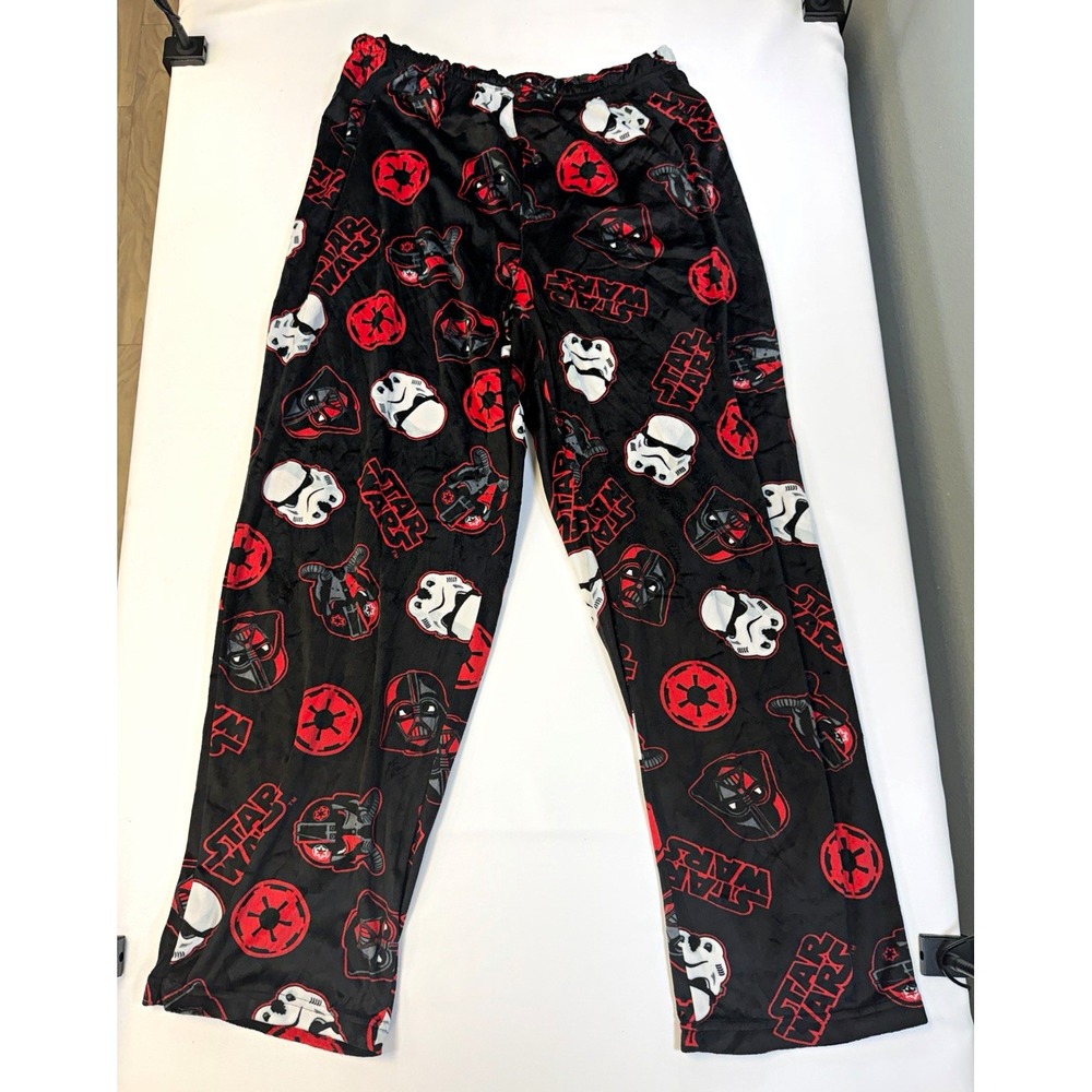 Star Wars Mens XL Fleece Pajama Pants Darth Vader Stormtrooper 82457 Black Red